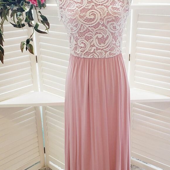 MAI SOI PINK LACE MAXI DRESS SIZE SMALL - Picture 6 of 6